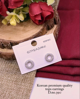 Korean Premium Sparkling Circle Stud Earrings - Elegant Tops for Women